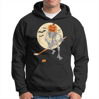 Skeleton Ice Hockey Halloween Cool Pumpkin Boys Hoodie - Thegiftio UK