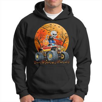 Skeleton Monster Truck Moon Candy Toddler Boys Halloween Hoodie | Mazezy