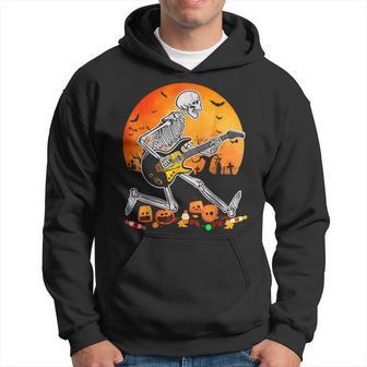 Skeleton Playing Bass Guitar Halloween Electric Acoustic Hoodie | Mazezy