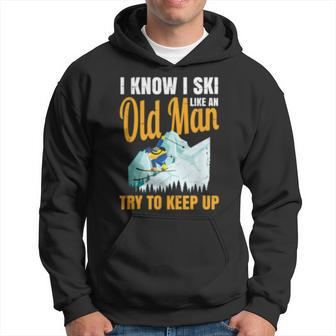 Ski For Men Grandpa - Try To Keep Up Skiing Grandad Hoodie | Mazezy