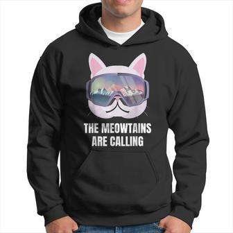 Skiing Cat Lover The Meow-Tains Are Calling Skier Hoodie | Mazezy