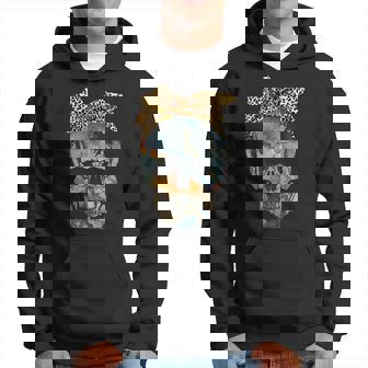 Skull Bow Leopard Vintage Retro Funny Halloween Gifts Halloween Funny Gifts Hoodie | Mazezy