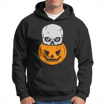 Skull Pumpkin Halloween Subtle Minimal Trick Or Treat Halloween Hoodie | Mazezy