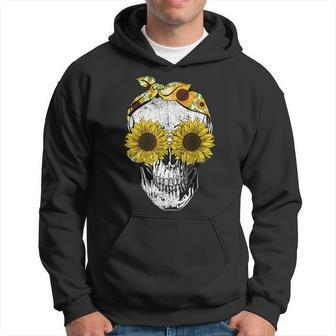 Skull Sunflower Floral Bandana Skeleton Head Hoodie | Mazezy UK