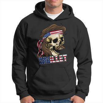 Skull With A Mullet & Mustache - Funny Redneck Mullet Pride Hoodie | Mazezy