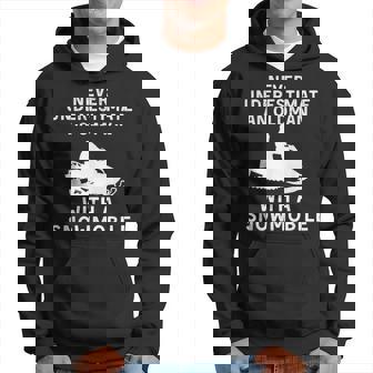 Snowmobile Never Underestimate An Old Man Winter Sports Hoodie | Seseable UK