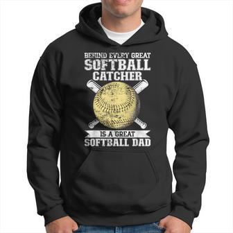 Softball Catcher Dad Pitcher Fastpitch Coach Fathers Day Hoodie - Seseable