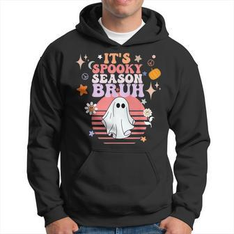 Spooky Season Bruh Retro Halloween Ghost Spooky 70S Groovy 70S Vintage Designs Funny Gifts Hoodie | Mazezy UK