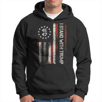 I Stand With Trump 45 47 4Th Of July Usa America Flag Retro Hoodie - Seseable