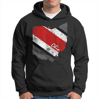 State Of Ohio Pride Striped Silhouette Vintage Graphic Hoodie | Mazezy