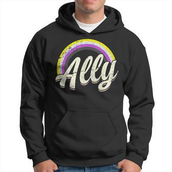 Straight Ally Non-Binary Colors Lgbt Pride Hoodie | Mazezy