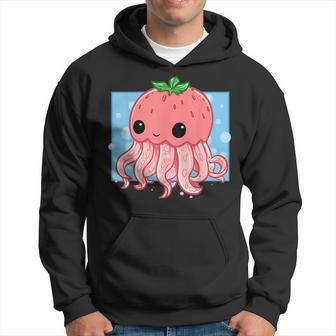 Strawberry Jellyfish Cute Kawaii Uwu Ocean Pink Aesthetic Hoodie | Mazezy