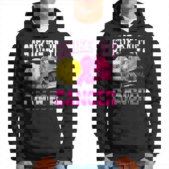 Strike Out Cancer Softball Pink Ribbon Leopard Breast Cancer Hoodie | Mazezy