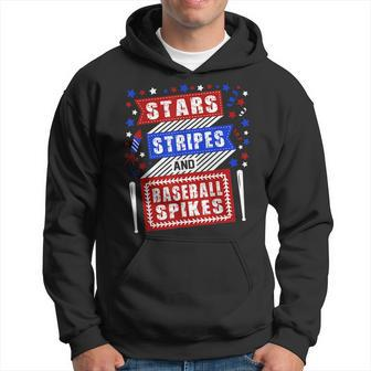 Stripes Stars And Baseball Spikes 4Th Of July Independence  Hoodie