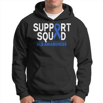 Support Squad Als Awareness Month Blue Ribbon Support Team Hoodie | Mazezy