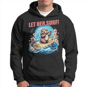 Surfing Otter 841 Funny Cute Let Her Surf Hoodie - Thegiftio UK
