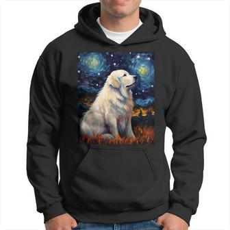 Surreal Starry Night Great Pyrenees Dog Hoodie - Seseable