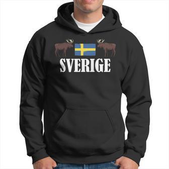 Sverige Flag Elk Sweden Moose Swedish Pride Nordic Cross Hoodie | Mazezy