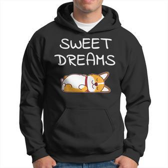 Sweet Dreams Sleeping Corgi Dog Quote Pajamas For Bedtime Hoodie | Mazezy