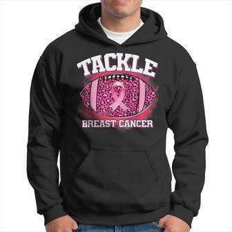 Tackle Breast Cancer Awareness Pink Football Ribbon Hoodie - Seseable