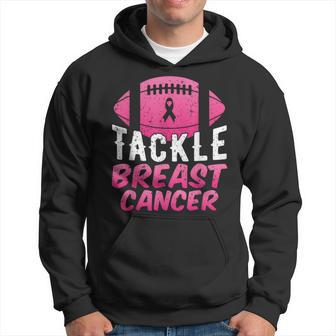 Tackle Breast Cancer Football Pink Ball Ribbon Awareness Hoodie - Seseable
