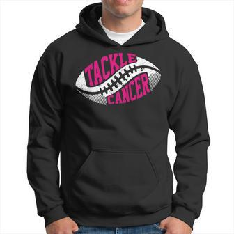 Tackle Football Ball Pink Ribbon Breast Cancer Awareness Hoodie - Seseable