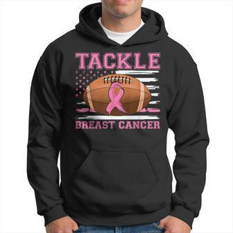 Tackle Football Pink Ribbon Warrior Breast Cancer Awareness Hoodie - Seseable