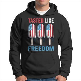 Tasted Like Freedom Us Flag Ice Cream 4Th Of July Popsicle Freedom Funny Gifts Hoodie | Mazezy