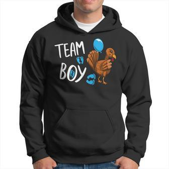 Team Boy Gender Reveal Baby Shower Announcement Turkey Hoodie | Mazezy
