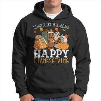Thankful Grateful Blessed Happy Thanksgiving Turkey Pumpkin Hoodie | Mazezy