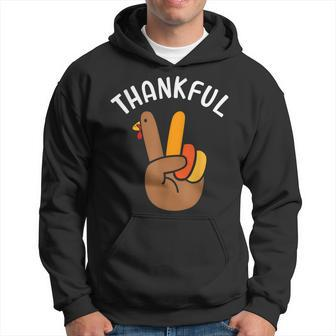 Thankful Peace Hand Sign For Thanksgiving Turkey Dinner Hoodie - Seseable