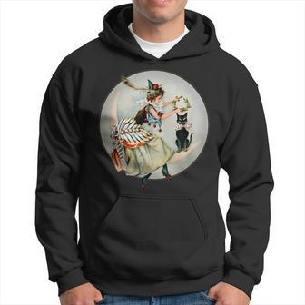 The Black Cat Magazine Vintage Halloween Woman And Cat Halloween Funny Gifts Hoodie | Mazezy
