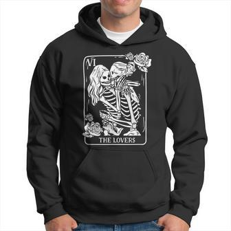 The Lovers Tarot Card Occult Goth Kissing Lesbian Skeleton Hoodie | Mazezy AU