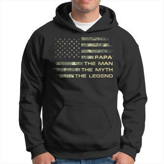 The Man The Myth The Legend Papa Fathers Day Camo Us Flag Hoodie - Thegiftio UK