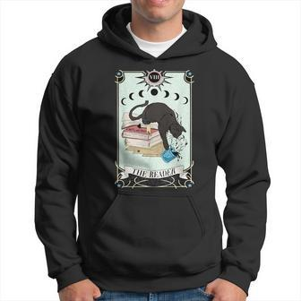 The Reader Black Cat Tarot Card Librarian Book Lover Reading Reading Funny Designs Funny Gifts Hoodie | Mazezy