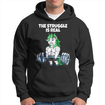 The Struggle Is Real Weight Lifting Unicorn Funny T Weight Lifting Funny Gifts Hoodie | Mazezy UK