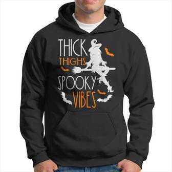 Thick Thighs Spooky Vibes Pretty Eyes Witch Halloween Party Hoodie - Monsterry DE