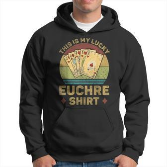 This Is My Lucky Euchre Vintage Funny Euchre Card Game Hoodie - Seseable