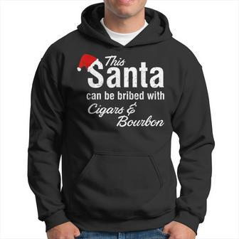 This Santa Can Be Bribed With Cigars & Bourbon Xmas Cigars Funny Gifts Hoodie | Mazezy AU