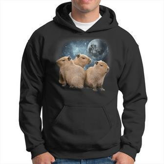 Three Capybaras And Moon Funny Capybara Humor Parody Gifts For Capybara Lovers Funny Gifts Hoodie