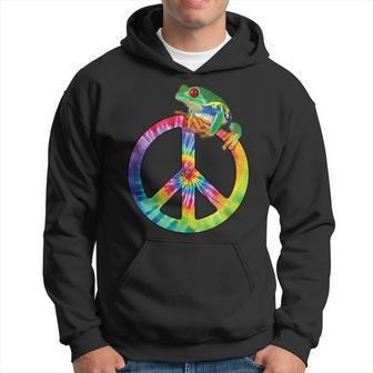 Tie-Dye Peace Sign Tree Frog Cute Colorful Hoodie | Mazezy
