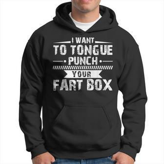 Tongue Punch Fart Box Word Pun Humor Sarcasm Joke Gag Hoodie - Monsterry