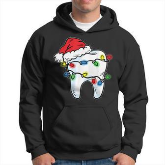 Tooth Christmas Light Santa Hat Dentist Dental Hygienist Hoodie - Thegiftio UK