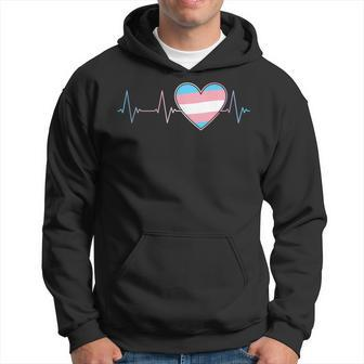 Transgender Heartbeat Trans Pride Flag Ekg Pulse Line Love Hoodie | Mazezy