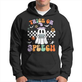 Trick Or Speech Retro Slp Halloween Speech Therapy Halloween Hoodie - Seseable