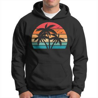 Tropical Hawaiian Retro Palm Tree Sunset Hawaii Beach Hoodie - Seseable