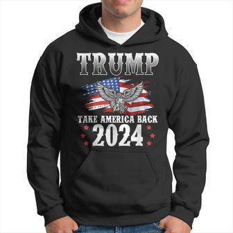Trump 2024 Take America Back American Flag Trump 2024 Hoodie - Thegiftio UK