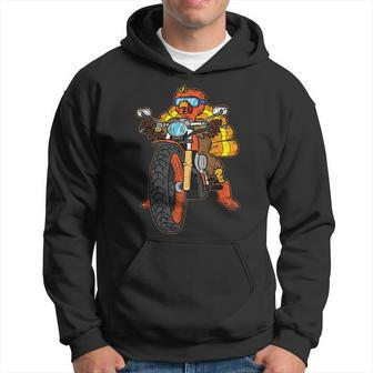 Turkey Riding Motorcycle Thanksgiving Day Cool Biker Rider Hoodie - Monsterry