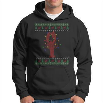 Ugly Christmas Sweater Louisiana Crawfish Lights Hoodie - Monsterry