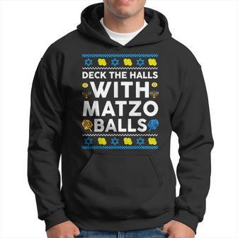 Ugly Hanukkah Deck Hall With Matzo Ball Chanukah Jewish Hoodie - Thegiftio UK